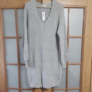 American Eagle Outfitters Gray Knit Sweater Dress Size Medium Tall